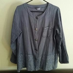 100% Linen Embroidered Top